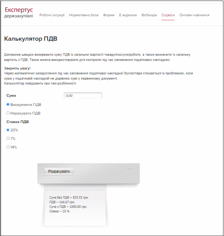 Калькулятор ПДВ
