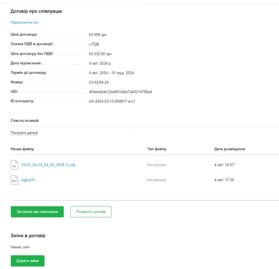 Оприлюднення додаткової угоди в Прозоро