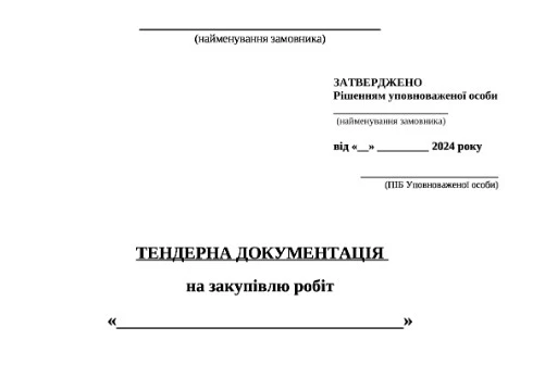зразок тендерної документації з особливостями
