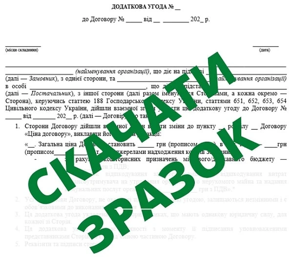 додаткова угода про зміну джерела фінансування